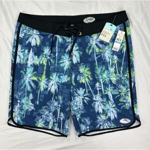 NWT Tommy Bahama Relax Mens Board Shorts - Blue/Green Palm Print Beach Boardwalk